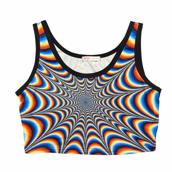 rave Tops - 2+1 Free Rave Multicolor Psychedelic Crop Top